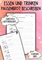 Vorschau - Arbeitsblätter - Essen und Trinken - Pausenbrot beschreiben (Arbeitsblatt) - DaZ / DaF / Deutsch Grundschule - Deckblatt