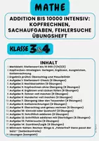 Vorschau - Arbeitsblätter - Addition bis 10 000 – Kopfrechnen, Strategien, Fehlersuche & Lösungen / Klasse 3–4 - Deckblatt