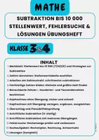 Vorschau - Arbeitsblätter - Subtraktion bis 10 000 – Stellenwert, Fehlersuche & Lösungen Klasse 3 & 4 - Deckblatt