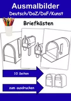 Vorschau - Arbeitsblätter - Ausmalbilder Thema Briefkästen - Grundschule - Bastelvorlagen - Deckblatt