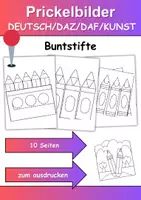Vorschau - Arbeitsblätter - Prickelbilder / Fensterbilder PAKET Thema Buntstifte - Grundschule - Bastelvorlagen - Seite 1