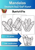 Vorschau - Arbeitsblätter - Mandalas Thema Buntstifte - Grundschule - Bastelvorlagen - Deckblatt