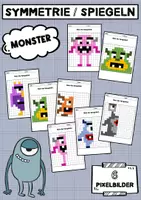 Vorschau - Arbeitsblätter - Symmetrie Monster Pixelbilder spiegeln | Mathe Kunst - Deckblatt