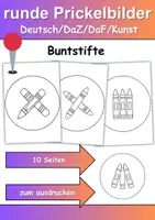 Vorschau - Arbeitsblätter - runde Prickelbilder / Fensterbilder: Buntstifte - Grundschule - Bastelvorlagen - Deckblatt