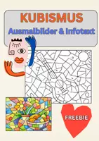 Vorschau - Arbeitsblätter - Ausmalbilder kostenlos I Kubismus Kunstunterricht Sek 1 I Freebie - Deckblatt