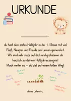 Vorschau - Anderer Materialtyp - Halbjahreszeugnis_Urkunde_1.Klasse - Seite 1
