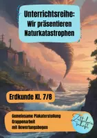 Vorschau - Unterrichtsreihen - Unterrichtsreihe: Naturkatastrophen, Präsentation, Plakate erstellen, Erdbeben, Stürme, Tsunami, Vulkanausbruch und mehr - Deckblatt