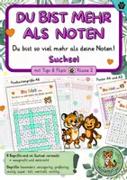 Vorschau - Anderer Materialtyp - Du bist mehr als deine Noten! - Suchsel als Beigabe zum Zeugnis | Klasse 2 - Deckblatt