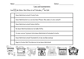 Vorschau - Arbeitsblätter - Leseverstehen - Auf dem Markt (Arbeitsblatt) - DaZ / DaF / Deutsch Grundschule - Seite 1