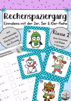 Vorschau - Arbeitsblätter - Rechenspaziergang Klasse 2: Einmaleins mit der 2er, 5er und 10er- Reihe. Winter - Edition. Multiplikation. - Deckblatt