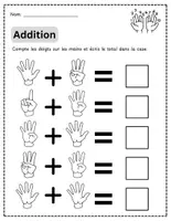 Aperçu - Feuilles d'exercices - Additions et Soustractions avec les mains - Page 2