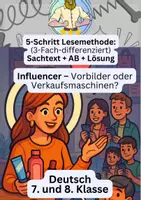 Vorschau - Arbeitsblätter - 5-Schritt-Lesemethode Sachtexte Influencer - Deckblatt