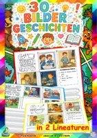 Vorschau - Unterrichtsreihen - 30 Bildergeschichten als farbiger Comic in den Lineaturen für Klasse 2 bis 4 (D-A-CH) - Deckblatt