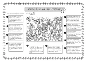 Vorschau - Arbeitsblätter - Frühling: Wimmelbild & Lese-Mal-Blatt (3-fach differenziert) - Deutsch - Kl. 2 - Seite 2