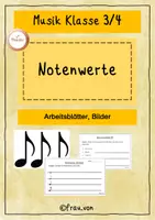 Vorschau - Arbeitsblätter - Notenwerte | Musik Klasse 3/4 🎶📝 - Deckblatt