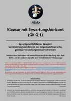Vorschau - Unterrichtsreihen - Sprachwandel: Keller: "Ist die deutsche Sprache vom Verfall bedroht?" - Klausur - Deckblatt