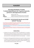 Vorschau - Unterrichtsreihen - Sprachwandel: Keller: "Ist die deutsche Sprache vom Verfall bedroht?" - Klausur - Seite 2