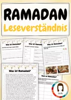 Vorschau - Arbeitsblätter - Leseverständnis: Lesetext mit Fragen zum Fastenmonat (Ramadan Kindern erklärt) - Deckblatt