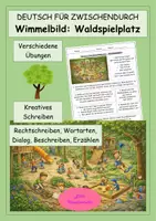 Vorschau - Stundenentwürfe - Wimmelbild Waldspielplatz - DEUTSCH FÜR ZWISCHENDURCH - Kreatives Schreiben - Rechtschreiben - Deckblatt
