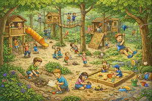 Vorschau - Stundenentwürfe - Wimmelbild Waldspielplatz - DEUTSCH FÜR ZWISCHENDURCH - Kreatives Schreiben - Rechtschreiben - Seite 1