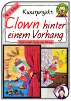 Vorschau - Stundenentwürfe - Kunst FASCHING | KARNEVAL: Clown hinter einem Vorhang - Deckblatt