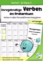 Vorschau - Arbeitsblätter - Unregelmäßige Verben im Präteritum – Mitvergangenheit - Alle Personalformen ab Klasse 3 - Deckblatt