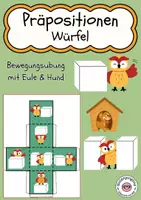 Vorschau - Spiele - Präpositionen üben mit Würfel Bewegungsspiel / DaZ - Deckblatt
