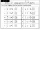 Vorschau - Arbeitsblätter - Brüche mit ganzen Zahlen multiplizieren - 1 Arbeitsblatt mit Lösungen - Seite 2