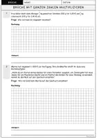 Vorschau - Arbeitsblätter - Brüche mit ganzen Zahlen multiplizieren - Textaufgaben mit Lösungen - Seite 1