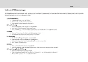 Vorschau - Arbeitsblätter - Methodenblatt: Wahlplakatanalyse - Deckblatt