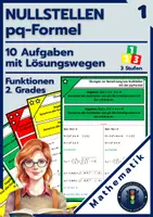 Vorschau - Arbeitsblätter - pq-Formel | 10 Übungen zu Nullstellen günstig kaufen - Deckblatt