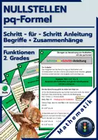 Vorschau - Arbeitsblätter - Nullstellen Bundle | pq-Formel - Anleitung + 10 Aufgaben - Seite 1