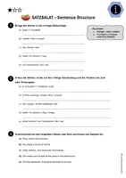 Vorschau - Arbeitsblätter - Satzsalat - Sentence Structure - 3 Übungen - Seite 1