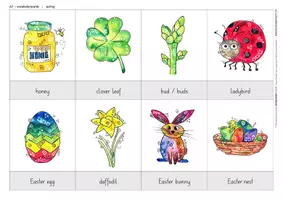 Vorschau - Bildkarten - Wortschatzaufbau Englisch – Spring – A7-Karten - Seite 2