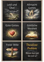 Vorschau - Präsentationen/Tafelbilder - Theodizee - Theodizee-Frage - Tafelkarten mit Begriffen und Bildern für Tafelbilder und Diskussionen (Klasse 9 10 11) - Seite 1