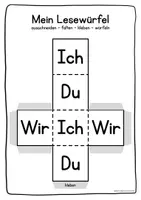 Vorschau - Mal- und Bastelvorlagen - Lesewürfel - Ich Du Wir und andere Lese-Varianten - Seite 1