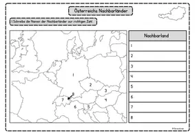 Vorschau - Arbeitsblätter - Nachbarländer Österreich & Länder Europas (2-fach differenziert, inkl. Lösungen) - Seite 1