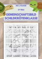 Vorschau - Mal- und Bastelvorlagen - Gemeinschaftsbild für Schildkrötenklasse – 27 Teile, großes Mandala 🐢🎨 - Deckblatt