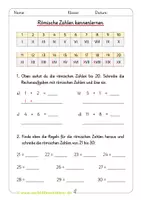Vorschau - Arbeitsblätter - Römische Zahlen - Klasse 4 und 5 - Seite 1
