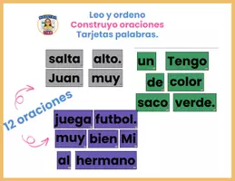 Vista previa - Refuerzo / NEE / Materiales de apoyo - Construyendo oraciones - Leo y ordeno las palabras - página 1