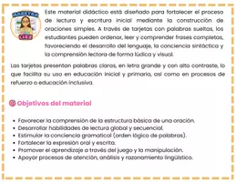 Vista previa - Refuerzo / NEE / Materiales de apoyo - Construyendo oraciones - Leo y ordeno las palabras - página 2