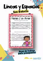 Vista previa - Hojas de trabajo - Paquete de Teoría Musical San Valentín | Ritmo, Notas, Líneas y Espacios | - página 1