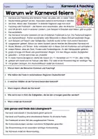 Vorschau - Arbeitsblätter - Lesen & Verstehen - Karneval | Fasching (Klasse 3-5) - Seite 1