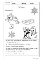 Vorschau - Arbeitsblätter - Lesemalblätter - Winter - Klasse 1-2 - Seite 2