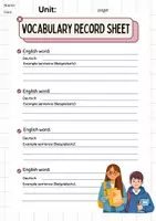 Vorschau - Arbeitsblätter - Vokabelblatt - Vokabelheft - Wortspeicher - Vokiheft - Englisch - Seite 1