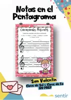Vista previa - Hojas de trabajo - San Valentín – Lectura de Notas en Clave de Sol y Fa | - Portada