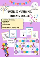 Vorschau - Spiele - Fasching / Karneval Würfelspiel mit Aktionen - Deckblatt