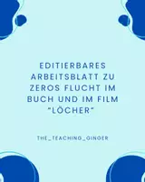 Vorschau - Arbeitsblätter - Buch-Film-Vergleich "Löcher": Zeros Flucht - Arbeitsblatt - Deckblatt