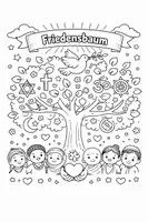 Vorschau - Arbeitsblätter - Weltreligionen: Ausmalbild Friedensbaum - Deckblatt