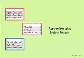 Vorschau - Aufgabenkarten - Abschreibkartei Einsterns Schwester 1. Klasse - Deckblatt